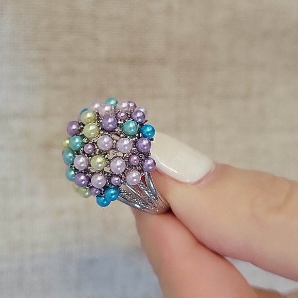 PASTEL BAUBLE BEADED STATEMENT RING - Picture 6 of 8